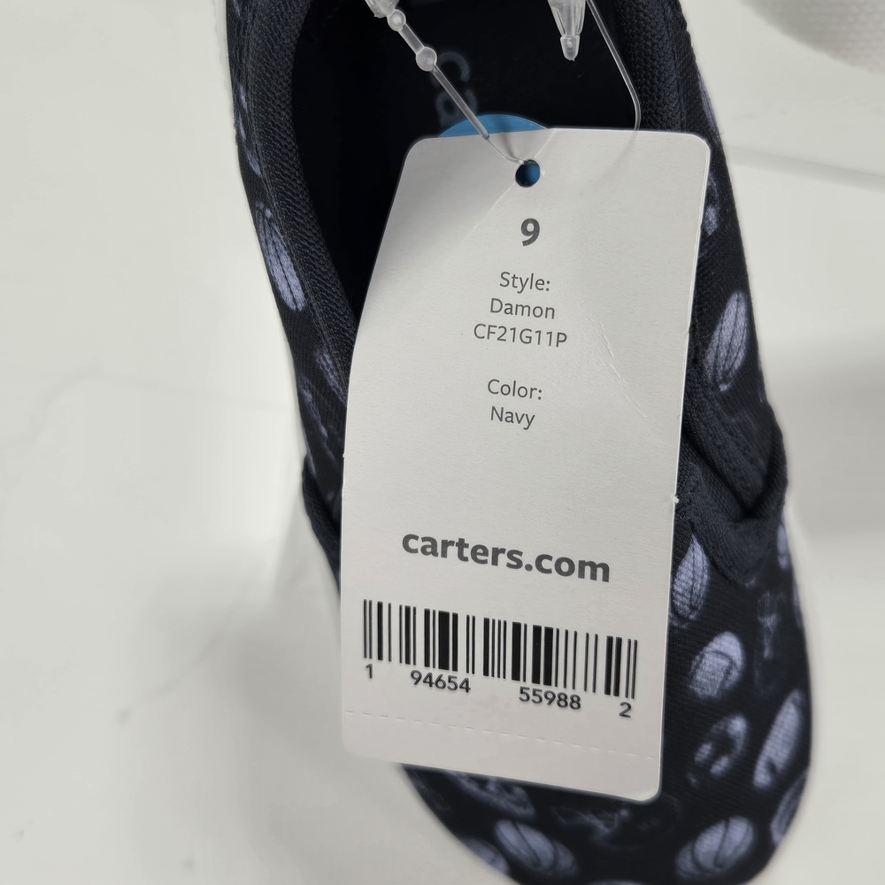 Carter's Damon Slip-On Canvas Sneakers - Navy with Sports Print Size C9 Toddler - Picture 12 of 12